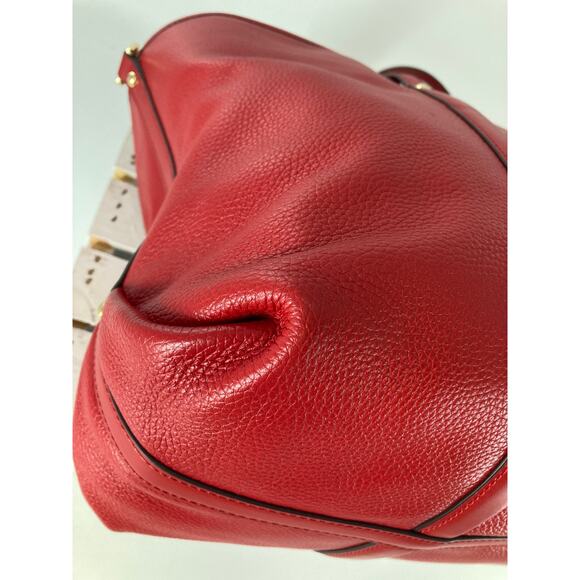 MICHAEL KORS, RED PEBBLED LEATHER XL EVERYDAY SHOULDER BAG - Picture 7 of 16